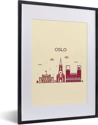 Produktbild von MuchoWow® MuchoWow® Gerahmtes Poster Norwegen - Oslo - Skyline 30x40 cm - Poster mit zchwarzem Bilderrahmen - Wandposter Schlafzimmer
