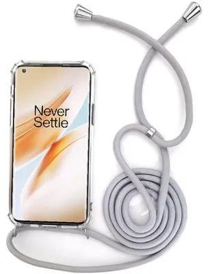 Immagine prodotto di Custodia per cellulare con laccetto/cordoncino da indossare a tracolla / Custodia a tracolla per diversi modelli OnePlus 1+, OnePlus 8T, colore grigio/argento