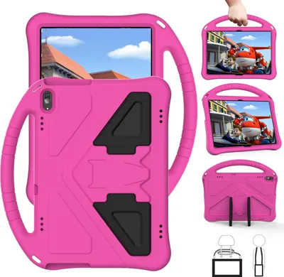 Image de Housse pour enfants Lenovo Tab M10 TB-X505X/F/ Smart Tab M10 TB-X605F/ Tab P10 TB-X705F/L, Eva Léger Résistant aux chocs Pliable Support, Housse de protection pour enfants Poignée Rose