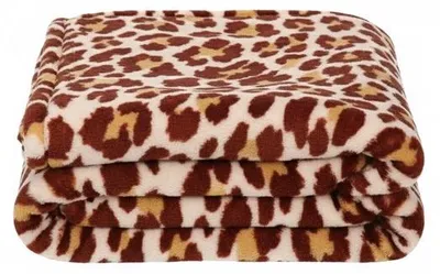 Produktbild von Unyqoos® Bellatio Design Fleece-Plaid mit braunem Pantherprint, 120 x 160 cm – Polyester 200 g, warme Kuscheldecke, 40°C maschinenwaschbar