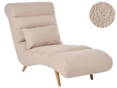 Produktbild von BELIANI Chaiselongue Beige Bouclé Gepolstert Gesteppt Beidseitig ohne Armlehnen mit Metallfüßen Modernes Design Wohnzimmer Récamiere Sofaliege