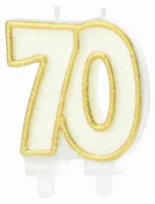 Produktbild von PartyPal Geburtstagskerze 70 Glitzer Gold
