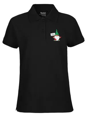 Produktbild von Huuraa Damen Polo Shirt Wichtel Merry Christmas M Black Bio Baumwolle Fairtrade Poloshirt Geschenkidee