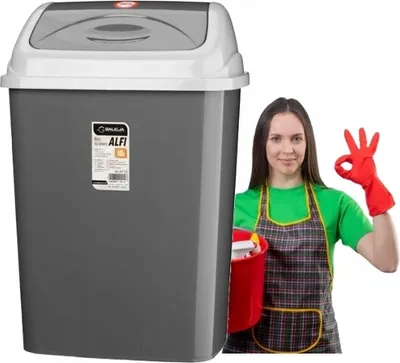 Obrázok produktu pre Výklopný plastový odpadkový kôš sivý 16 l
