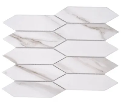 Produktbild von Keramikmosaik weiß matt Steinoptik Mosaikfliese Küchenwand Fliesenspiegel Bad Duschwand MOS13-L1112_f