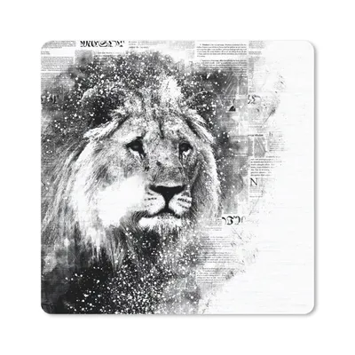 Produktbild von MuchoWow® Mauspad Mousepad Löwe - Zeitung - Schwarz - Weiß 30x30 cm - Mousepads - Maus Mat - Pad - Mausunterlage - Gaming