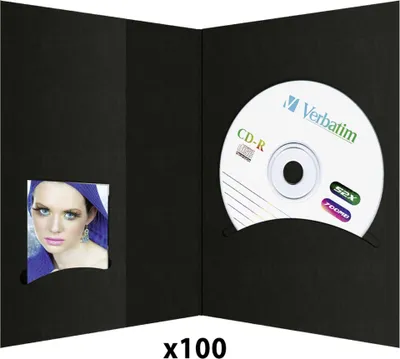 Immagine prodotto di 1x100 cartelle fototessera Daiber con scomparto per CD-Rom fino a 10x15cm nero