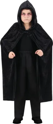 Produktbild von Schwarzer Umhang mit Kapuze für Kinder | 120 cm