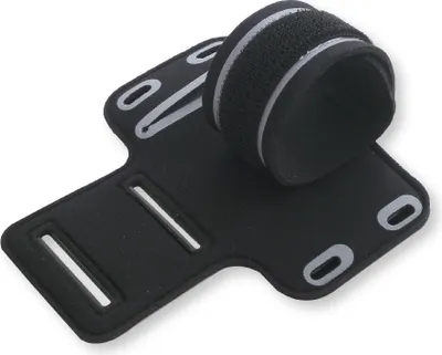 Produktbild von Neopren Jogging Armband Sportarmband Oberarmband für Blackview BV8000 Pro, schwarz mit Reflektor Streifen. Fitness Lauf Armband