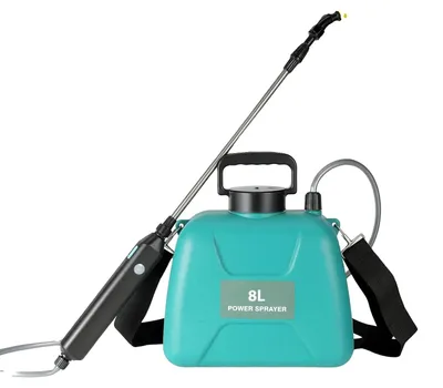 Imagen del producto de Mochila pulverizadora, capacidad de 8 litros, boquillas ajustables, color azul, 8 litros