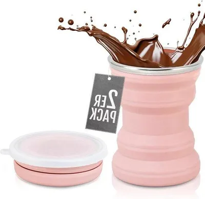 Produktbild von Famanu Faltbecher BPA-frei und geruchstral - Pink, Set mit 2 faltbaren Silikonbechern