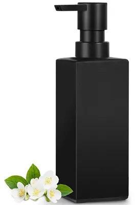 Immagine prodotto di Distributore per sapone in vetro nero opaco, capacità 350 ml, ideale per cucina e bagno