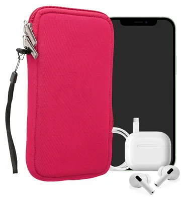 Produktbild von kwmobile Neopren Handytasche für Smartphones XL - 6,7/6,8" - Handy Tasche mit Reißverschluss - Handyhülle universal Pink