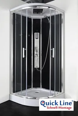 Produktbild von Sanotechnik Komplettduschkabine TREND 1 Glaspaneel schwarz 215cm x 90 cm