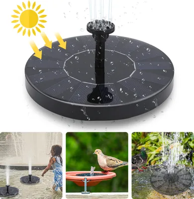 Image de Jiubiaz Pompe solaire Pompes de jardin 190L/h 7V/1.5W Fontaine Pompe de bassin Panneaux solaires Jeu d'eau de bassin Fontaine solaire