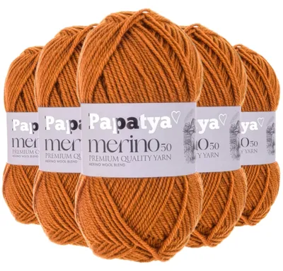 Produktbild von Papatya Merino 50 Winterwolle 5 x 100g Strickgarn 50% Wolle  Häkelgarn