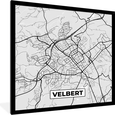 Produktbild von MuchoWow® Gerahmtes Poster Deutschland - Karte - Velbert - Stadtplan 40x40 cm - Poster mit Schwarzem Bilderrahmen Wandposter Rahmen Foto Bilder - Mit Rahmen - Wanddekoration Schlafzimmer