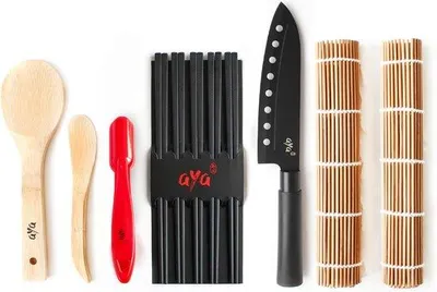 Zdjęcie produktu dla Zestaw do sushi z bambusa z profesjonalnym nożem kuchennym, odporny na pleśń, wraz z instrukcją do użytku domowego