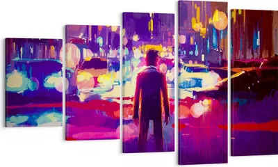 Produktbild von Bild auf Leinwand - Leinwandbild - futuristisch Grafik Stadt Beleuchtung - 100x60cm - Wand Bild - Wanddeko - Leinwanddruck - Bilder - Kunstdruck - Leinwand bilder - Wandkunst - EG100x60-3189
