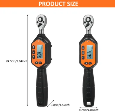 Image de EWM-R-60 Mini clé dynamométrique numérique 3/8'' Drive Clé dynamométrique numérique portable portable Grand écran avec rétro-éclairage Alarme sonore LED Mode de crête en temps réel 3 modes de mesure Quatre unités commutables Clé dynamométrique multifonctionnelle pratique (60N.M)