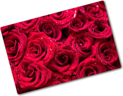 Produktbild von Tulup Glas Herdabdeckplatte - 80x52 cm - Glaskeramikkochfeld-Abdeckung Spritzschutz Glasabdeckplatte - Einteilig - Blumen & Pflanzen - Tropfen auf Rosen - Rot