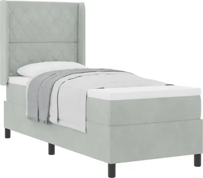 Immagine prodotto di vidaXL Letto a molle con materasso grigio chiaro 80 x 200 cm in velluto