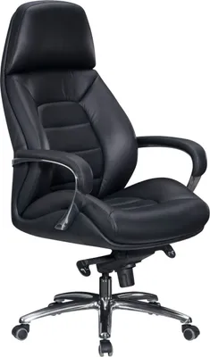 Produktbild von Designer Bürostuhl Bezug Echtleder Schwarz Schreibtischstuhl bis 120 kg, XXL Design Chefsessel höhenverstellbar, Drehstuhl ergonomisch mit Armlehnen & hoher Rückenlehne, Wippfunktion