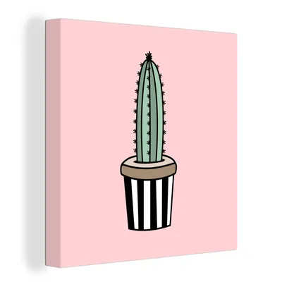 Obrázek produktu pro OneMillionCanvasses® Malba na plátně Nástěnná malba na plátně - Kaktus - Design - květináč - růžový - 20x20cm