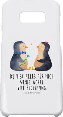 Produktbild von Mr. & Mrs. Panda Samsung Galaxy S8 plus Handyhülle  Pinguin Pärchen - Weiß - Geschenk, Cover, Hochzeit, Hochzeitsgeschenk, Hülle, Handy, Liebe, Hochzeitstag, glücklich