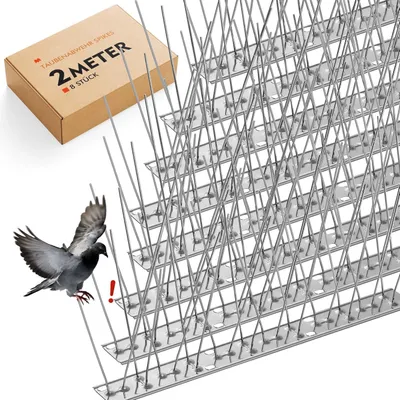 Image de Piquets de protection contre les oiseaux, en acier inoxydable, 2 mètres, résistants à la corrosion, pour balcon et jardin