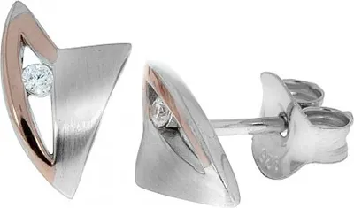 Obrázok produktu pre Náušnice 925/- striebro ružové pozlátené 0,6 cm zirkón