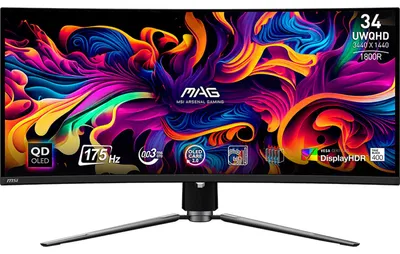 Obrázok produktu pre MSI MAG 341CQPDE QD-OLED, 86,4 cm (34"), 3440 x 1440 px, UltraWide Quad HD, QD-OLED, 0,03 ms, Čierna