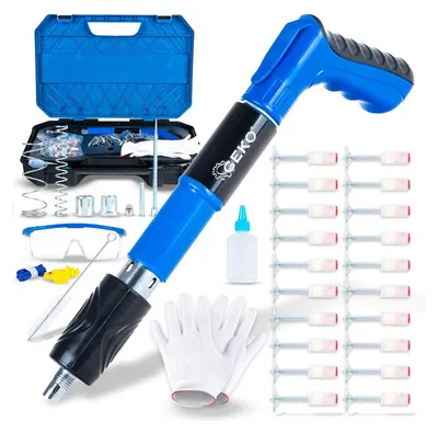 Immagine prodotto di Pistola sparachiodi e rivetti manuale chiodatrice d'aria chiodi set accessori, chiodatrice pneumatica – pistola pneumatica per chiodi, graffettatrice per lavori di falegnameria, compatibile con chiodi da 16 a 42 mm di lunghezza, Geko