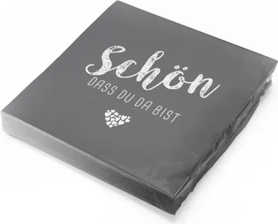 Produktbild von itenga 20x Serviette Schön dass du da bist taubengrau