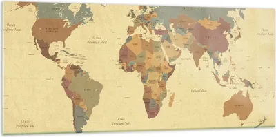 Produktbild von Bilder auf glas - Karte Welt Land - 120x50cm - Glasbilder - Wandbilder - Kunstdruck - zum Aufhängen bereit - Wanddekoration aus Glas - Glas Bilder - Wandbild auf Glas - Einteilig - GAB120x50-3861