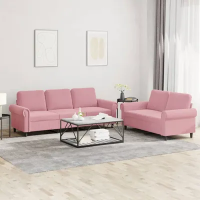 Obrázok produktu pre Maison Exclusive – 2-dielna sedacia súprava s vankúšmi z ružového zamatu