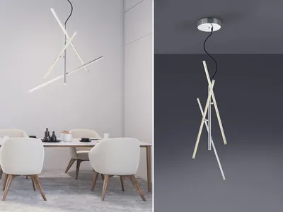 Produktbild von LED Pendelleuchte TIRIAC 3 flammig Metall Silber, Stufen Dimmer - 60cm