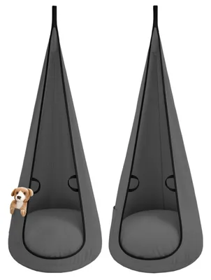 Produktbild von Hängesessel Kinder Kokon Velvet DARK GREY – Schaukelstuhl Babyschaukel