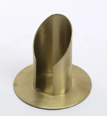 Produktbild von Röhren Kerzenleuchter mit Schlitz, Messing Gold matt gebürstet für Ø 4 cm Altarkerzen, Taufkerzen und Anlasskerzen