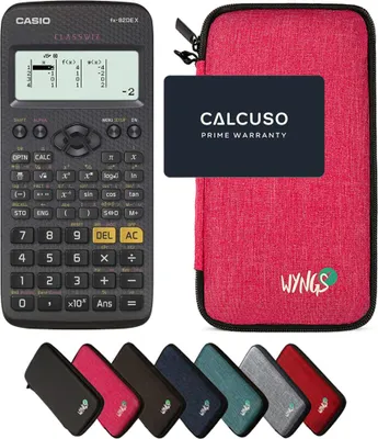 Produktbild von Casio fx-82DE X ClassWiz inkl. WYNGS Schutztasche Pink - Wissenschaftlicher Taschenrechner - Basic Set