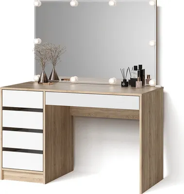 Produktbild von Schminktisch Livinity Imola Weiß/Sonoma 120 cm mit LED Beleuchtung, Model 52372