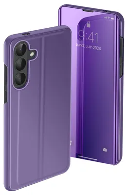 Immagine prodotto di Avizar, custodia a specchio Smart View con supporto ribaltabile per Samsung Galaxy S26, viola scuro