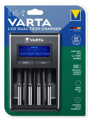 Immagine prodotto di VARTA Ladegerät LCD DualTech Charger lädt NiMH&Li-Ionen Zellen 3h 57676101401