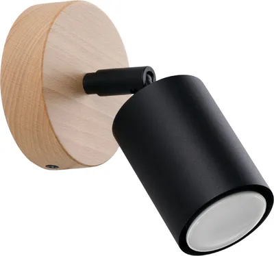 Image de Applique murale JUNGLO noir-bois 1xGU10x10W métal dim. : 16x10x16 cm IP20 Pure Lume