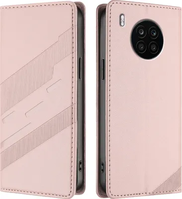 Produktbild von Hülle für Huawei Nova 8i / Honor 50 Lite, Kunstleder Brieftaschen Handyhülle mit Kartenfach und Standfunktion Pink