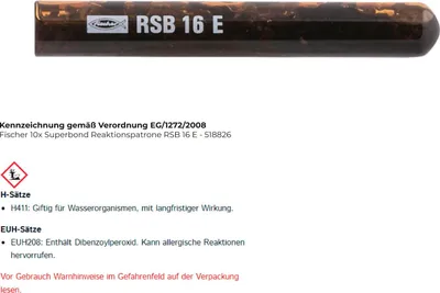 Produktbild von Fischer 10x Superbond Reaktionspatrone RSB 16 E - 518826
