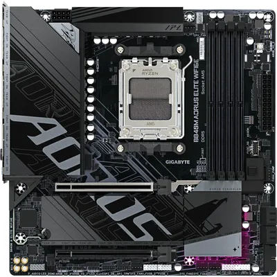 Produktbild von GIGABYTE B840M AORUS ELITE WIFI6E Mainboard – AMD Ryzen 9000 Prozessoren, 10+2+2 Phasen VRM, bis zu 8200 MHz DDR5 (O.C.), 2 x M.2 PCIe 4.0, Wi-Fi 6E, 2.5 GbE LAN, USB 3.2 Gen 2, AMD, Sockel AM5, AMD Ryzen 7000 Series, AMD Ryzen 8000 Series, AMD Ryzen 9000 Series, Sockel AM5, DDR5-SDRAM, 256 GB