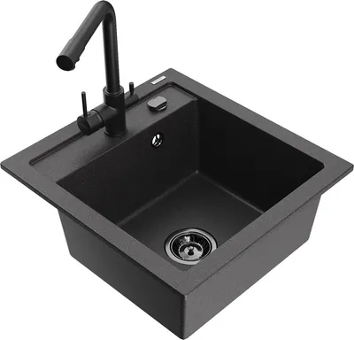 Produktbild von Mexen Vito 1-Becken-Granit-Spüle mit Mischbatterie Duero, Schwarz gesprenkelt - 6503-76-671600-70-B
