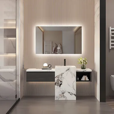 Produktbild von LED Badspiegel mit Beleuchtung 140x80cm Badezimmerspiegel mit Beleuchtung 3 Lichtfarbe Dimmbar 3000-6000K Wandspiegel Lichtspiegel LED Spiegel mit Entfoggen, Touch Schalter