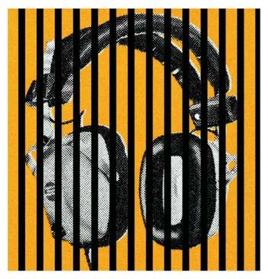Produktbild von Akustikpaneele mit Digitaldruck Headphones01 19 x 573 x 573 mm Kopfhöhrer MDF PET-Fasern Wandpaneele Gelb Schwarz Weiß 1 Einzelplatte